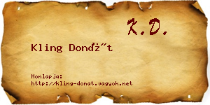 Kling Donát névjegykártya